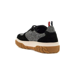 Donegal Tweed Cable Knit Sole Letterman Sneakers.