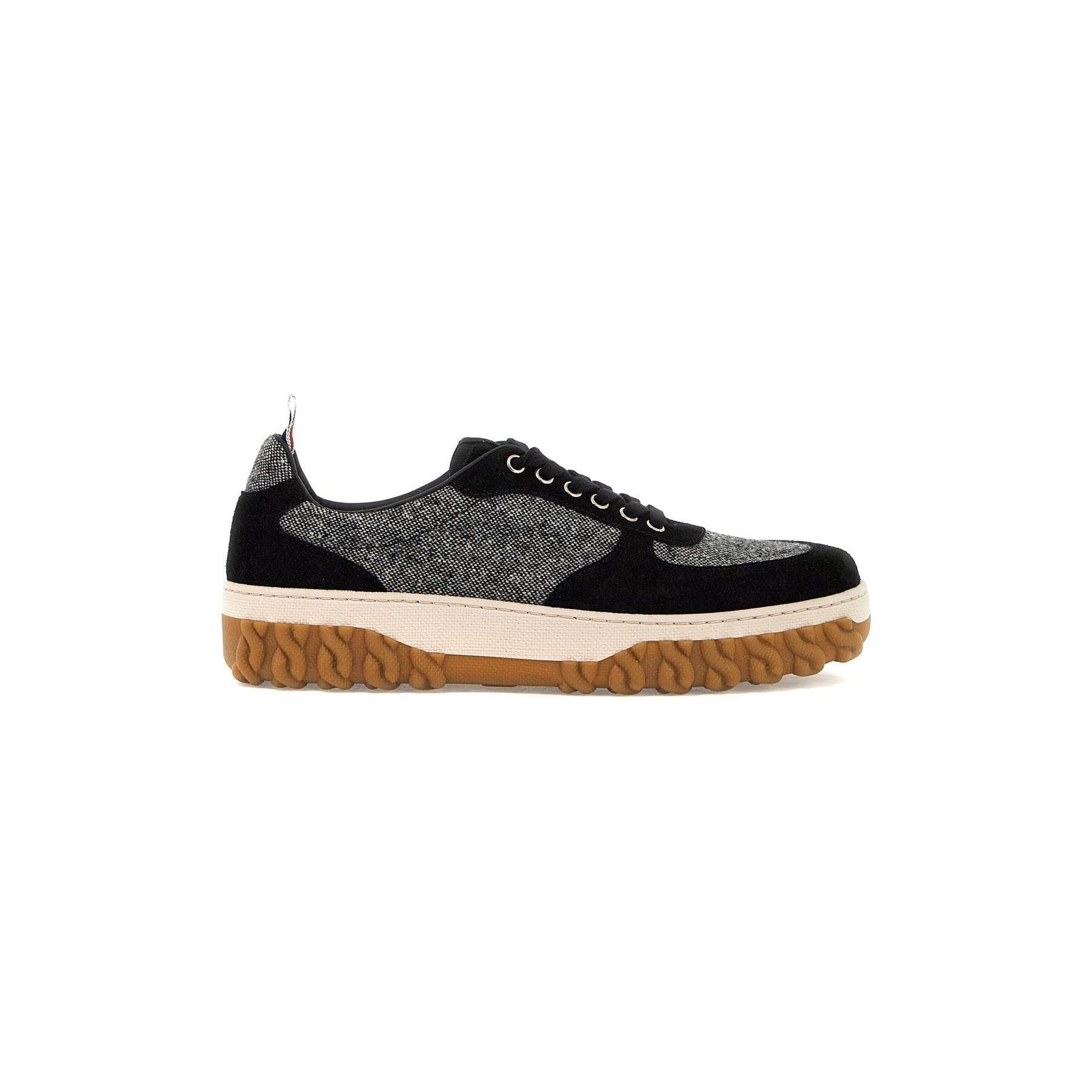 Donegal Tweed Cable Knit Sole Letterman Sneakers