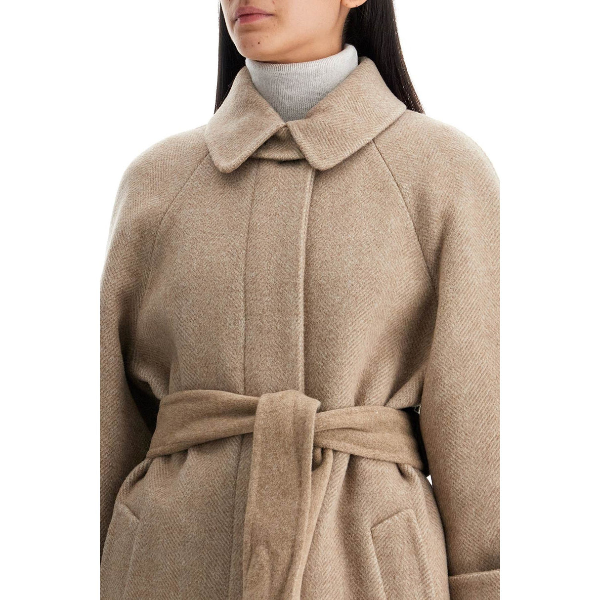 BRUNELLO CUCINELLI-Wool And Cashmere Coat With Belt. -JOHN JULIA.