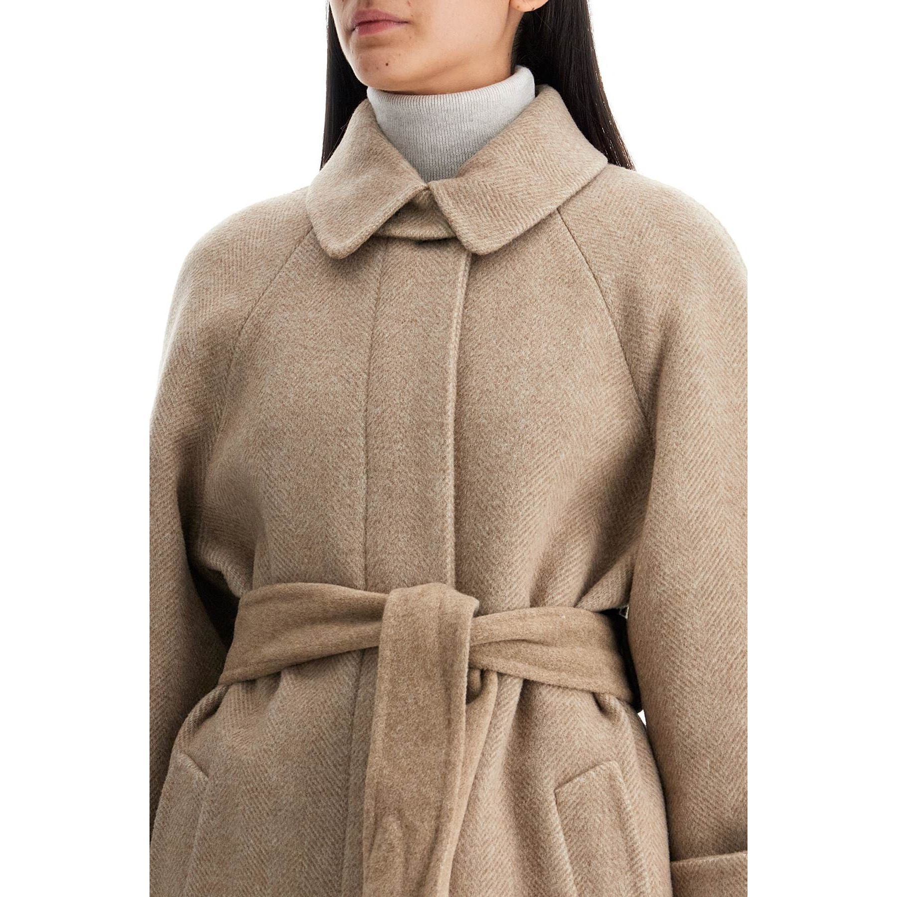 BRUNELLO CUCINELLI-Wool And Cashmere Coat With Belt. -JOHN JULIA.