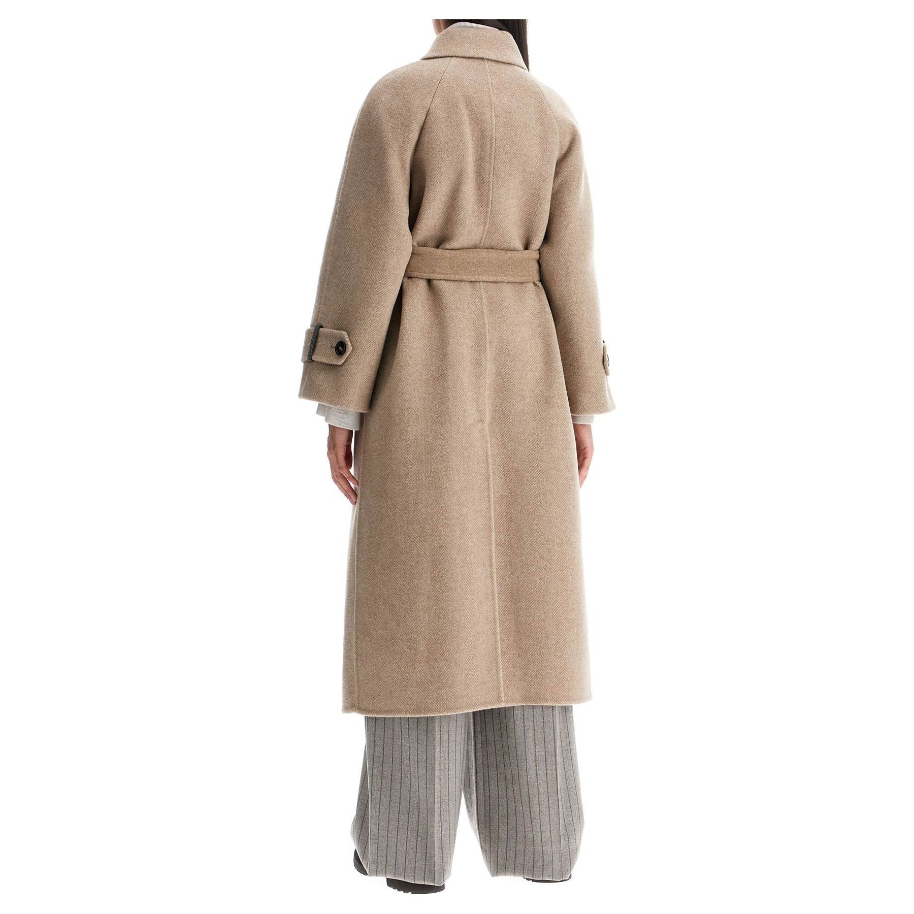 BRUNELLO CUCINELLI-Wool And Cashmere Coat With Belt. -JOHN JULIA.