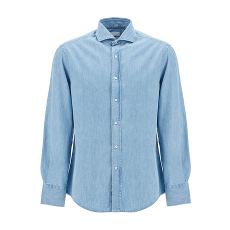 BRUNELLO CUCINELLI-Lightweight Slim Fit Denim Shirt -JOHN JULIA.