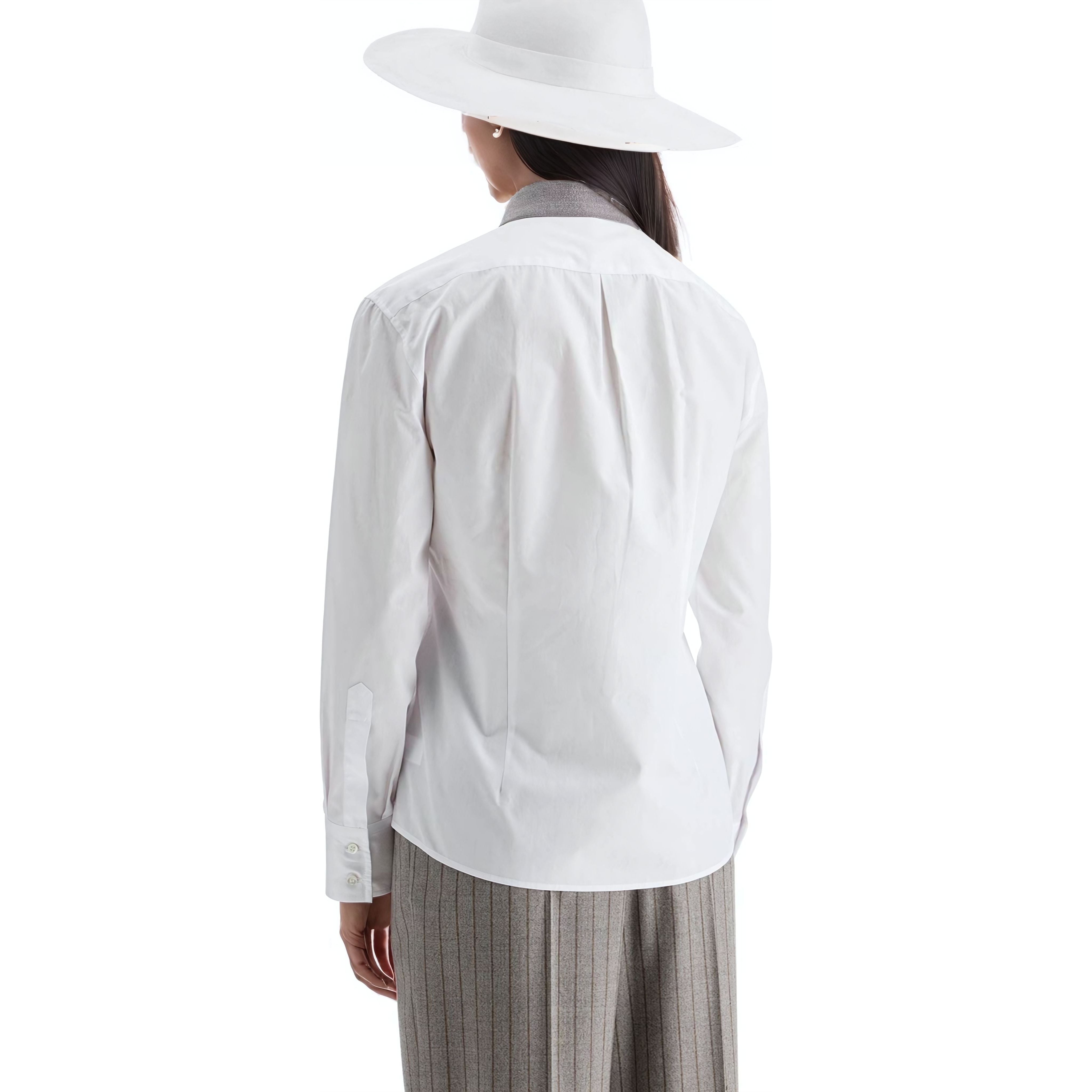 Monili Collar Long-Sleeve Poplin Shirt
