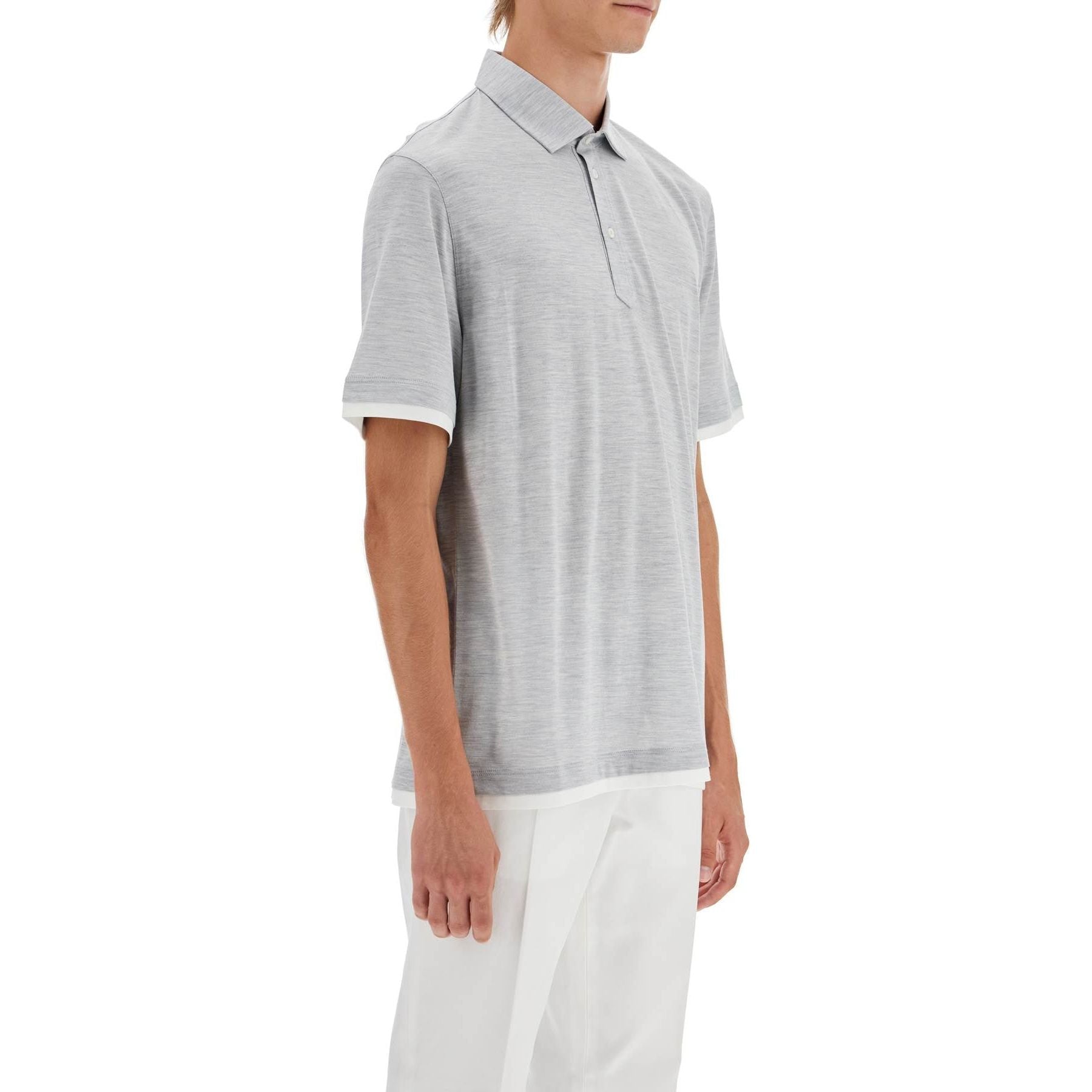 Silk And Cotton Polo Shirt With Double Edges