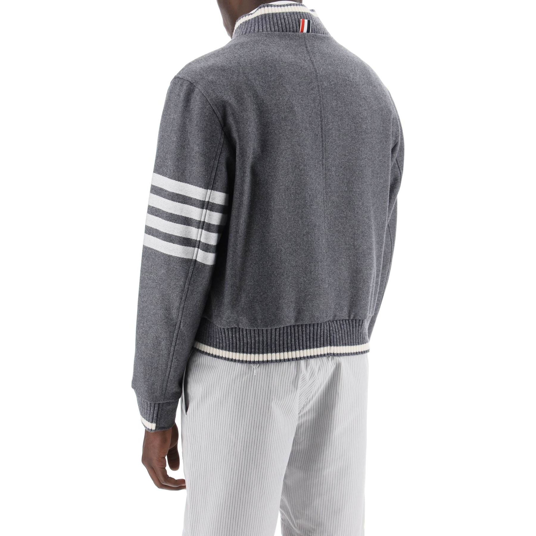 4-bar Varsity Jacket In Wool Mel