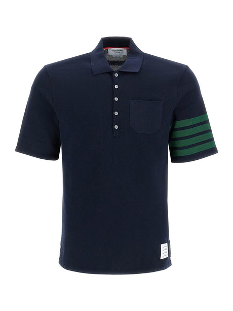 4-Bar Striped Polo Shirt-Thom Browne-JOHN JULIA