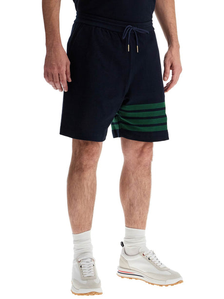 4-Bar Striped Cotton Shorts-Thom Browne-JOHN JULIA