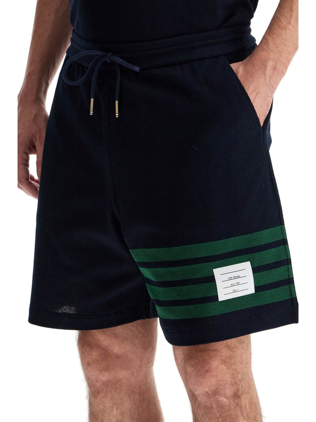 4-Bar Striped Cotton Shorts-Thom Browne-JOHN JULIA