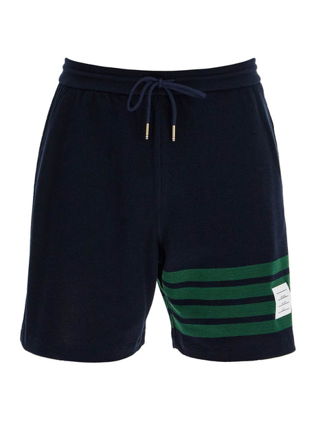 4-Bar Striped Cotton Shorts-Thom Browne-JOHN JULIA