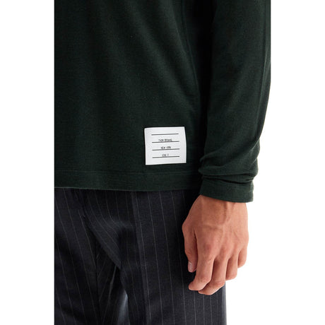 THOM BROWNE-Long Sleeved Wool Jersey T Shirt For Men -JOHN JULIA.