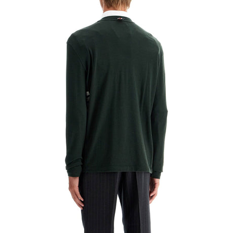 THOM BROWNE-Long Sleeved Wool Jersey T Shirt For Men -JOHN JULIA.