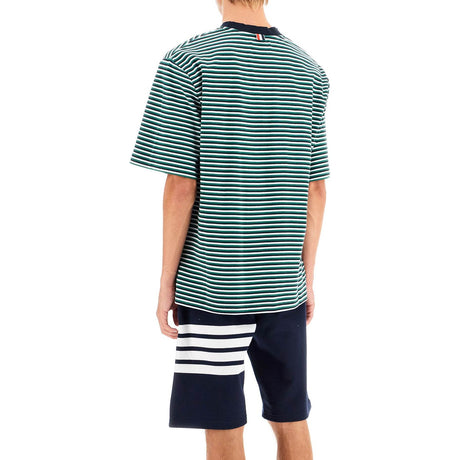 THOM BROWNE-Striped Oversized Jersey T Shirt -JOHN JULIA.