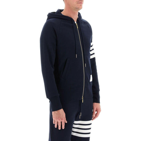 THOM BROWNE-Classic Loopback 4-Bar Full Zip Hoodie-JOHN JULIA