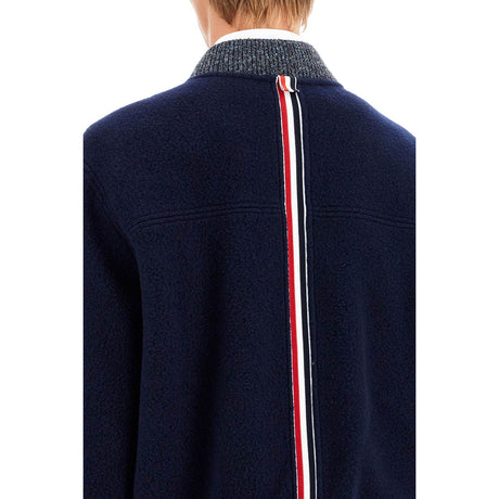 THOM BROWNE-Woolen Fleece Bomber Jacket -JOHN JULIA.