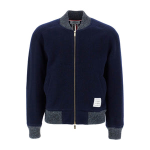 THOM BROWNE-Woolen Fleece Bomber Jacket -JOHN JULIA.