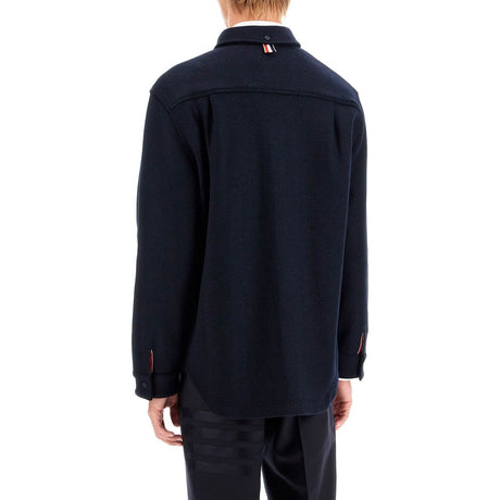 THOM BROWNE-Herringbone Wool Blend Overshirt -JOHN JULIA.