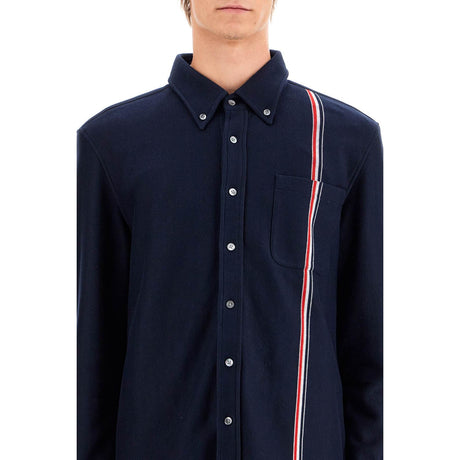 THOM BROWNE-"Button Down Overshirt In Knit With Tricolor -JOHN JULIA.