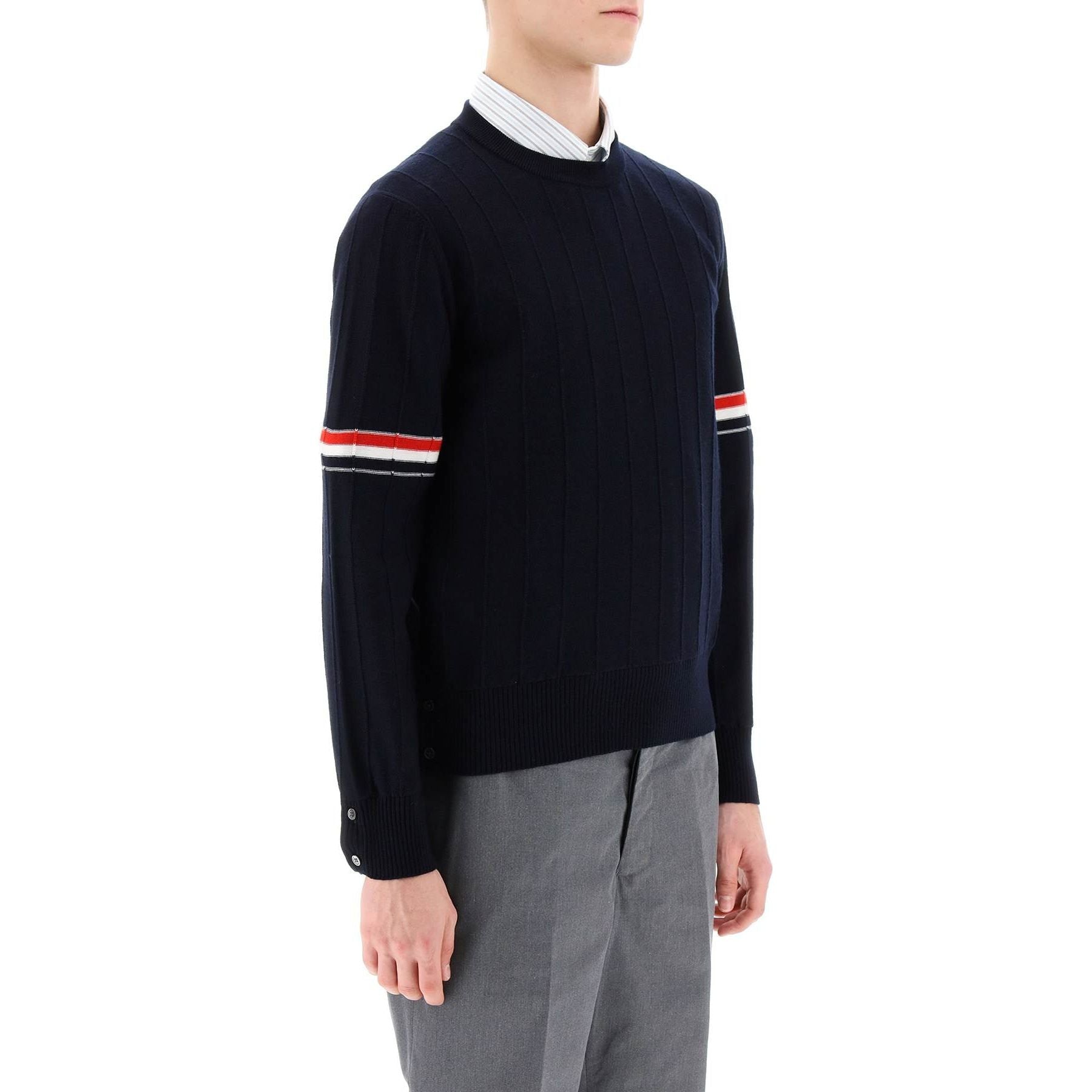 Crew-neck Sweater With Tricolor Intarsia