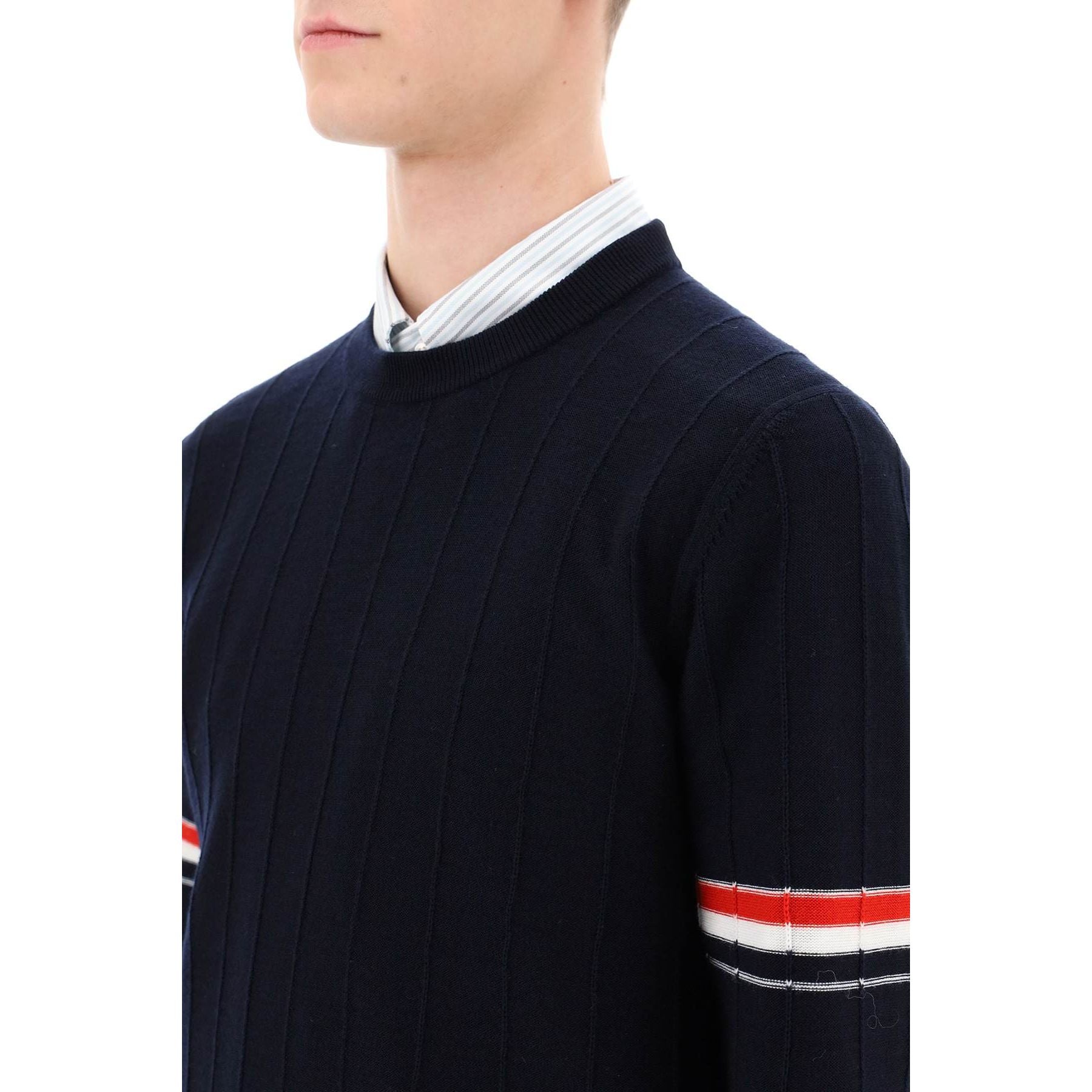 Crew-neck Sweater With Tricolor Intarsia