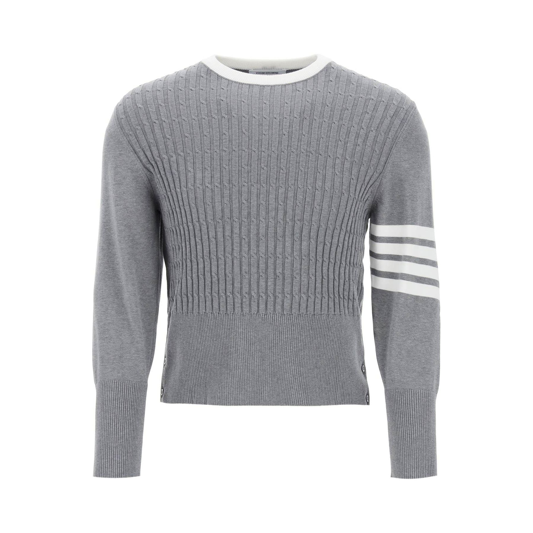 Cable 4-Bar Cotton Sweater