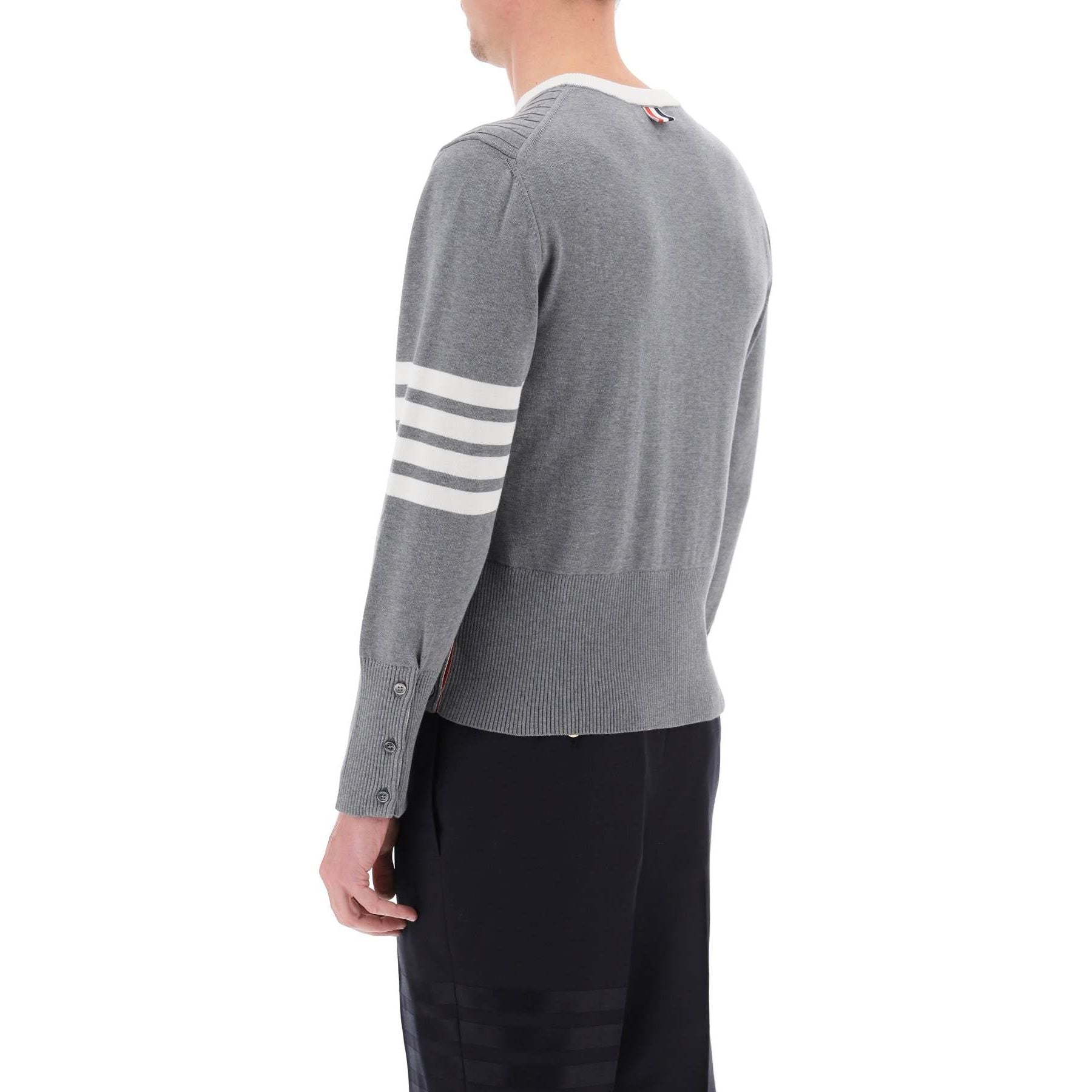 Cable 4-Bar Cotton Sweater