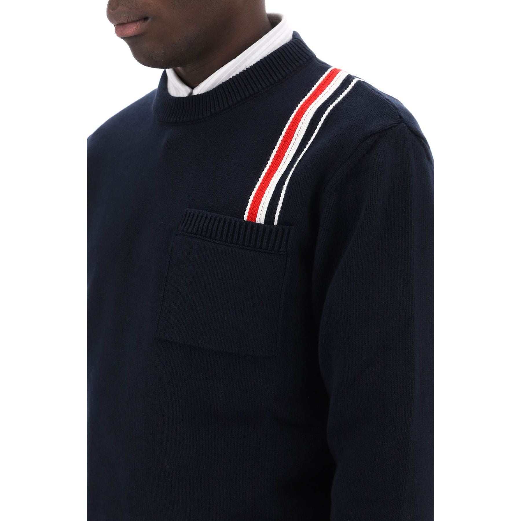 Cotton Pullover With Rwb Stripe