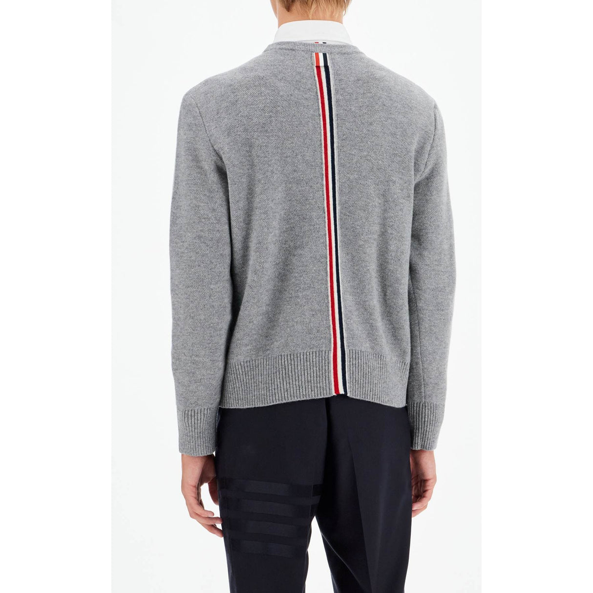 THOM BROWNE-Wool Piqué Crewneck Pullover -JOHN JULIA.