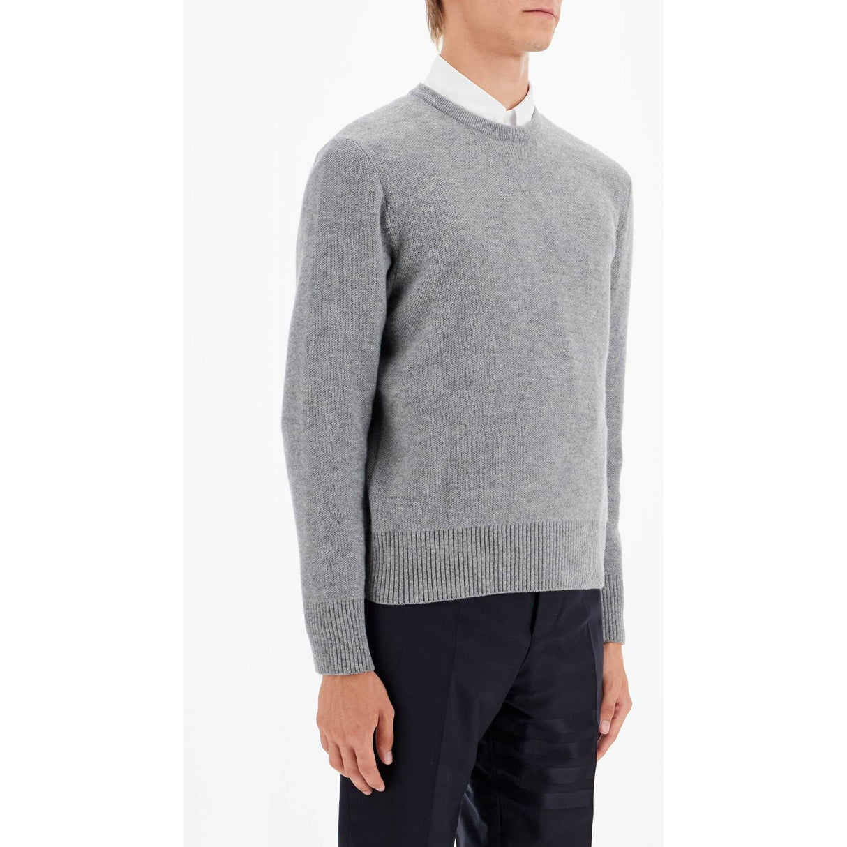 THOM BROWNE-Wool Piqué Crewneck Pullover -JOHN JULIA.