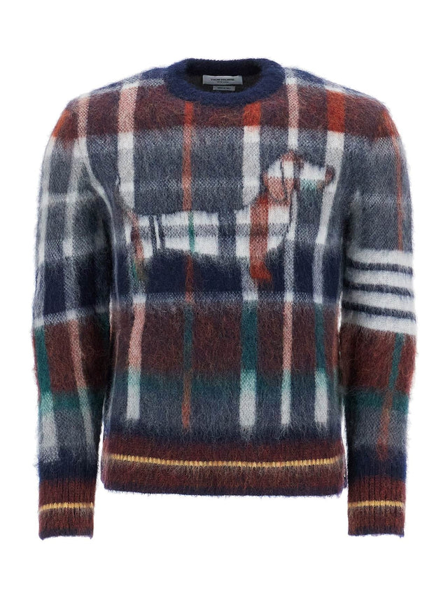 Brushed Tartan Mohair Sweater-Thom Browne-JOHN JULIA