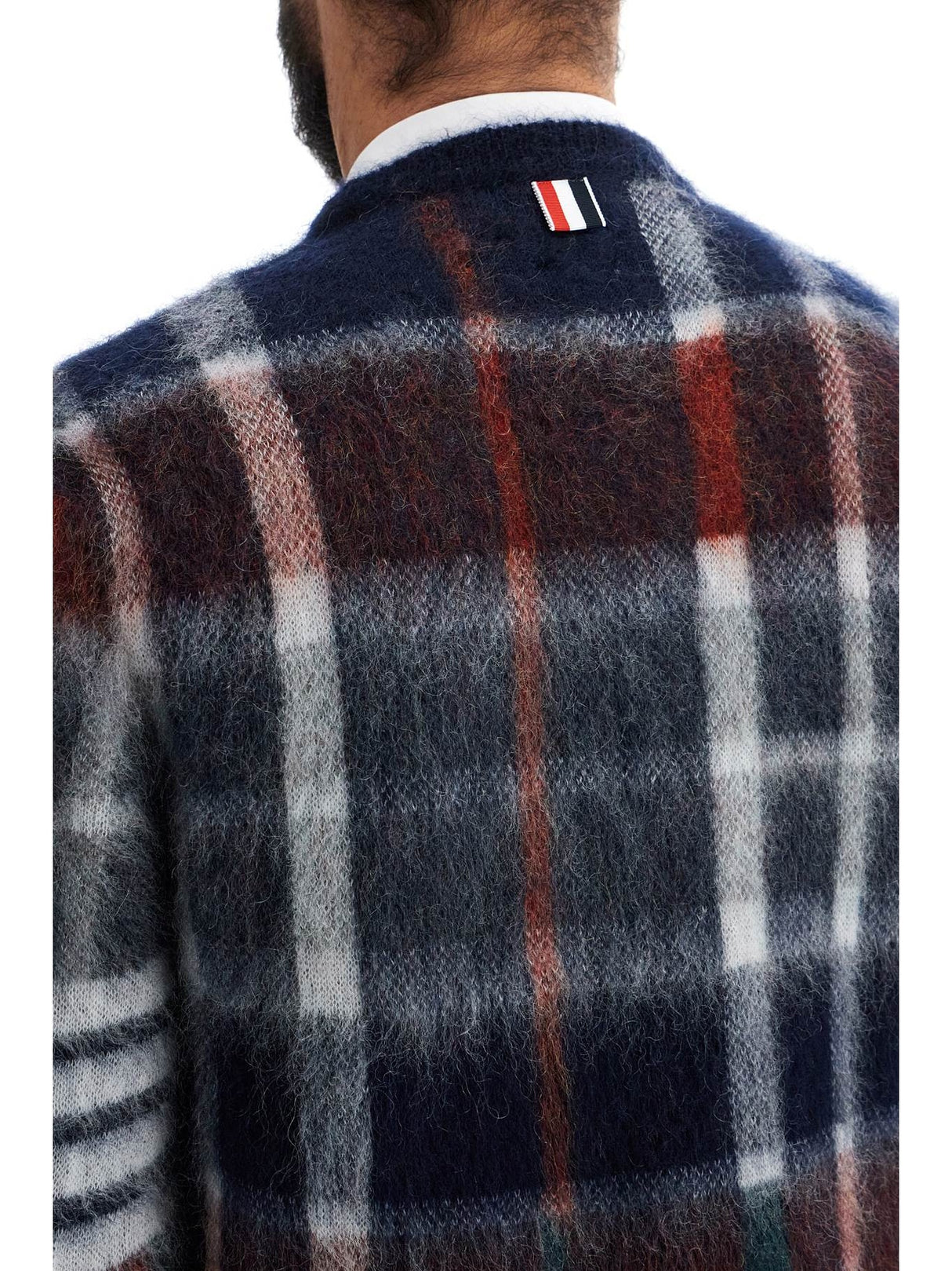 Brushed Tartan Mohair Sweater-Thom Browne-JOHN JULIA