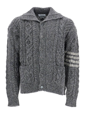 4-Bar Braided Mohair Cardigan-Thom Browne-JOHN JULIA