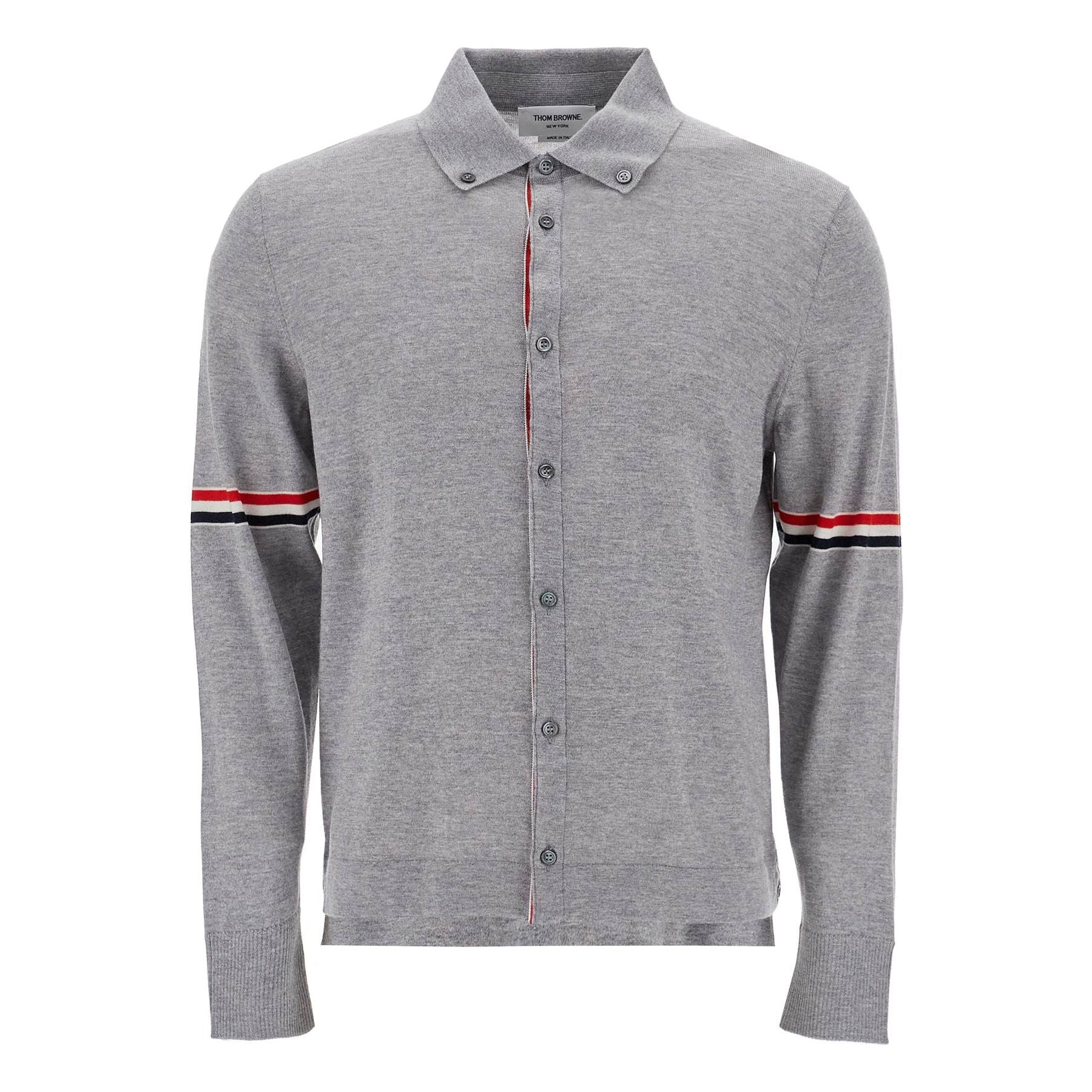 THOM BROWNE-Wool Button Down Cardigan For -JOHN JULIA.