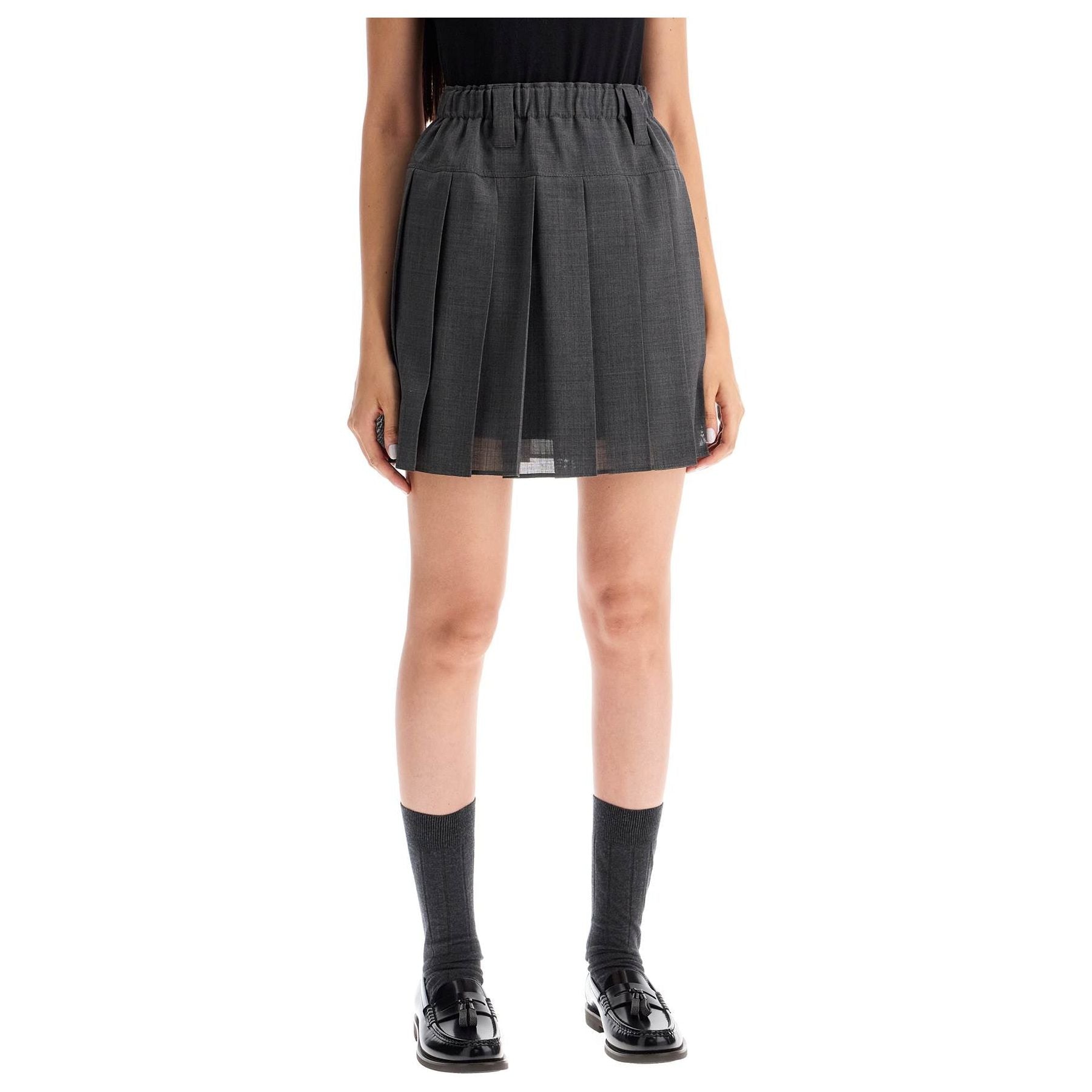 Pleated Virgin Wool Organza Mini Skirt