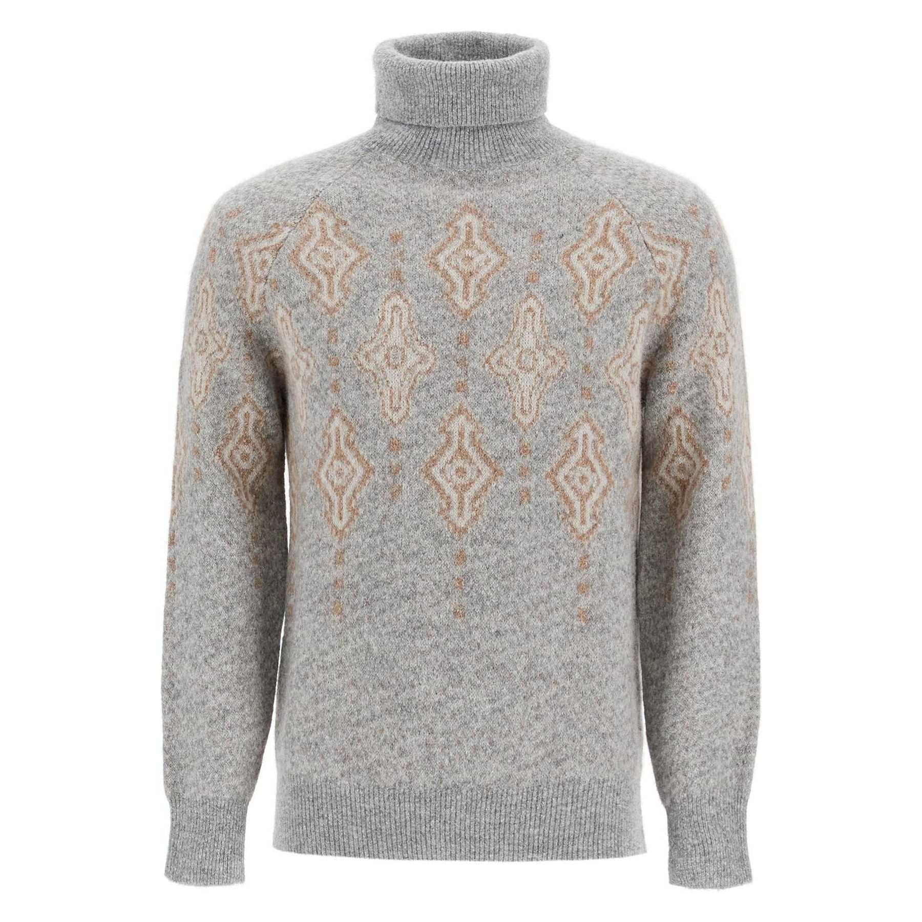 Geometric Jacquard Turtleneck Sweater