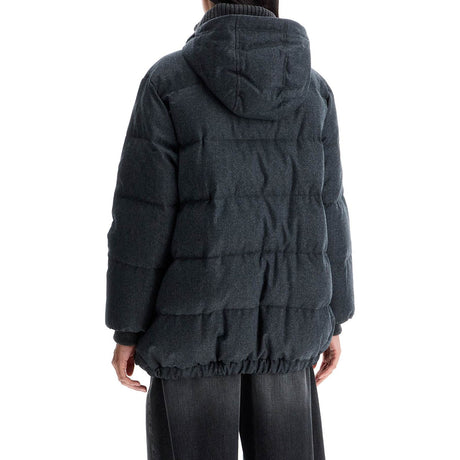 BRUNELLO CUCINELLI-Woolen Down Jacket With Hood -JOHN JULIA.