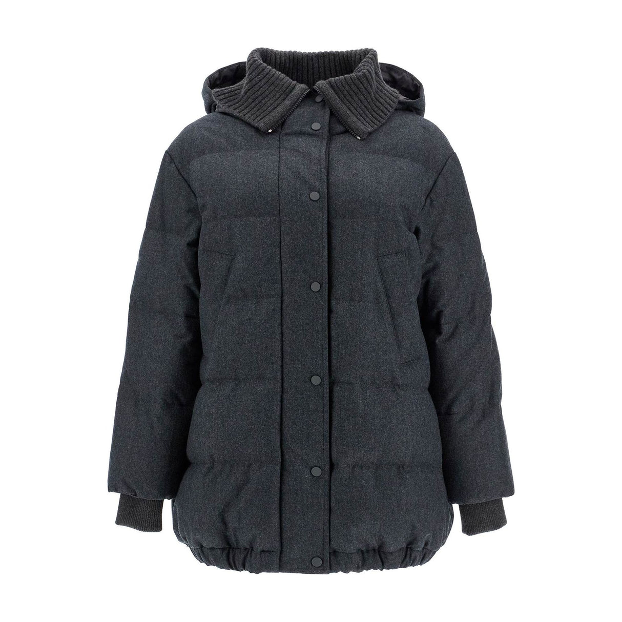 BRUNELLO CUCINELLI-Woolen Down Jacket With Hood -JOHN JULIA.