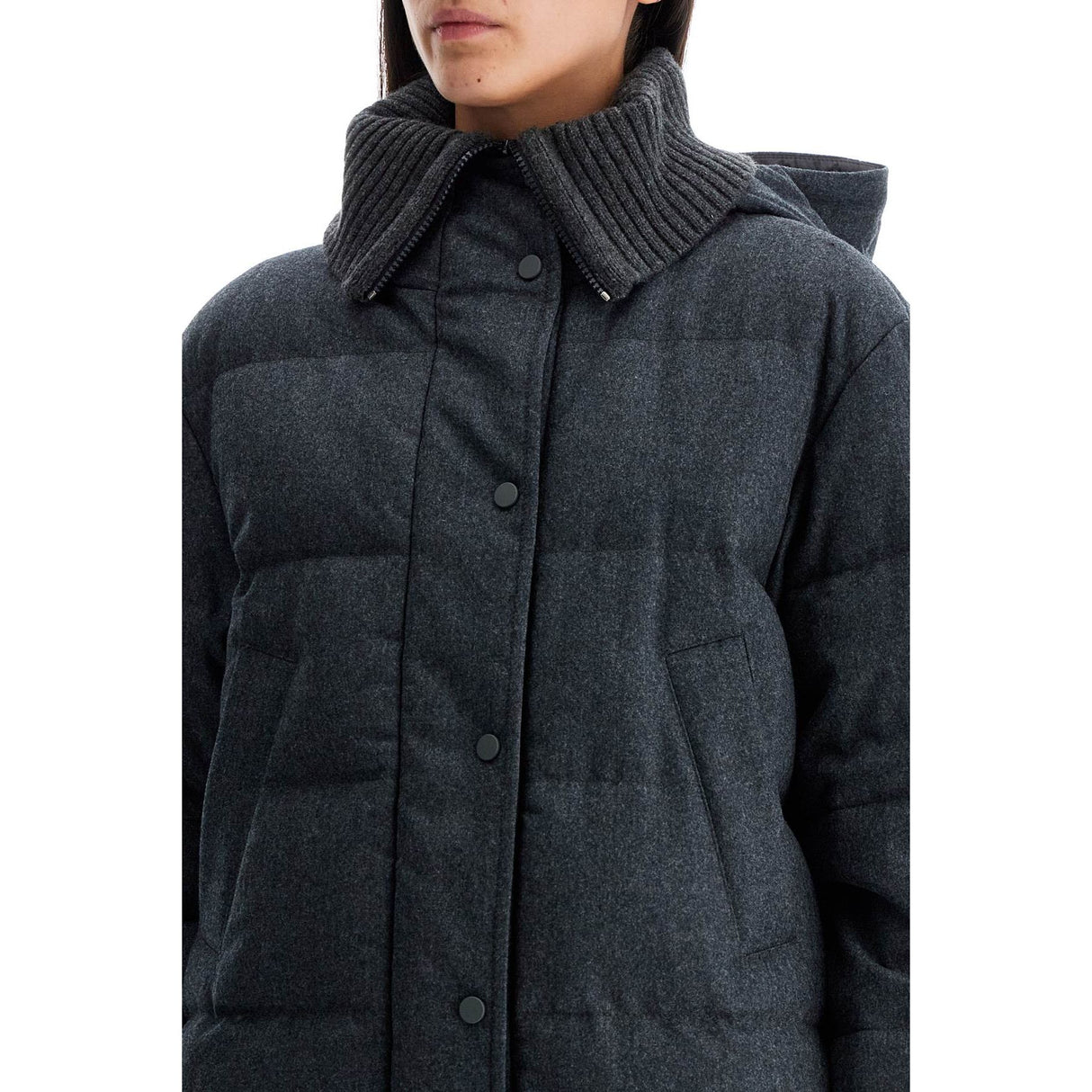 BRUNELLO CUCINELLI-Woolen Down Jacket With Hood -JOHN JULIA.