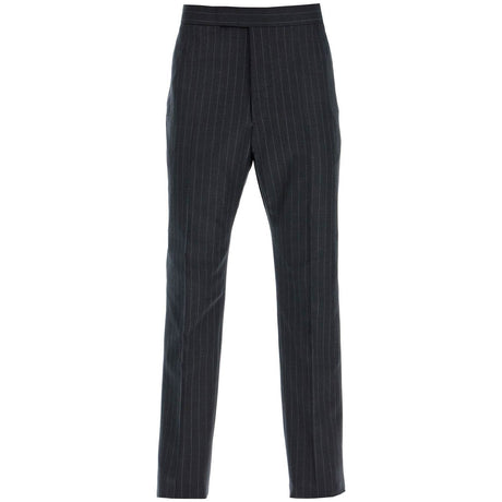 THOM BROWNE-Striped Classic Backstrap Wool Trousers -JOHN JULIA.