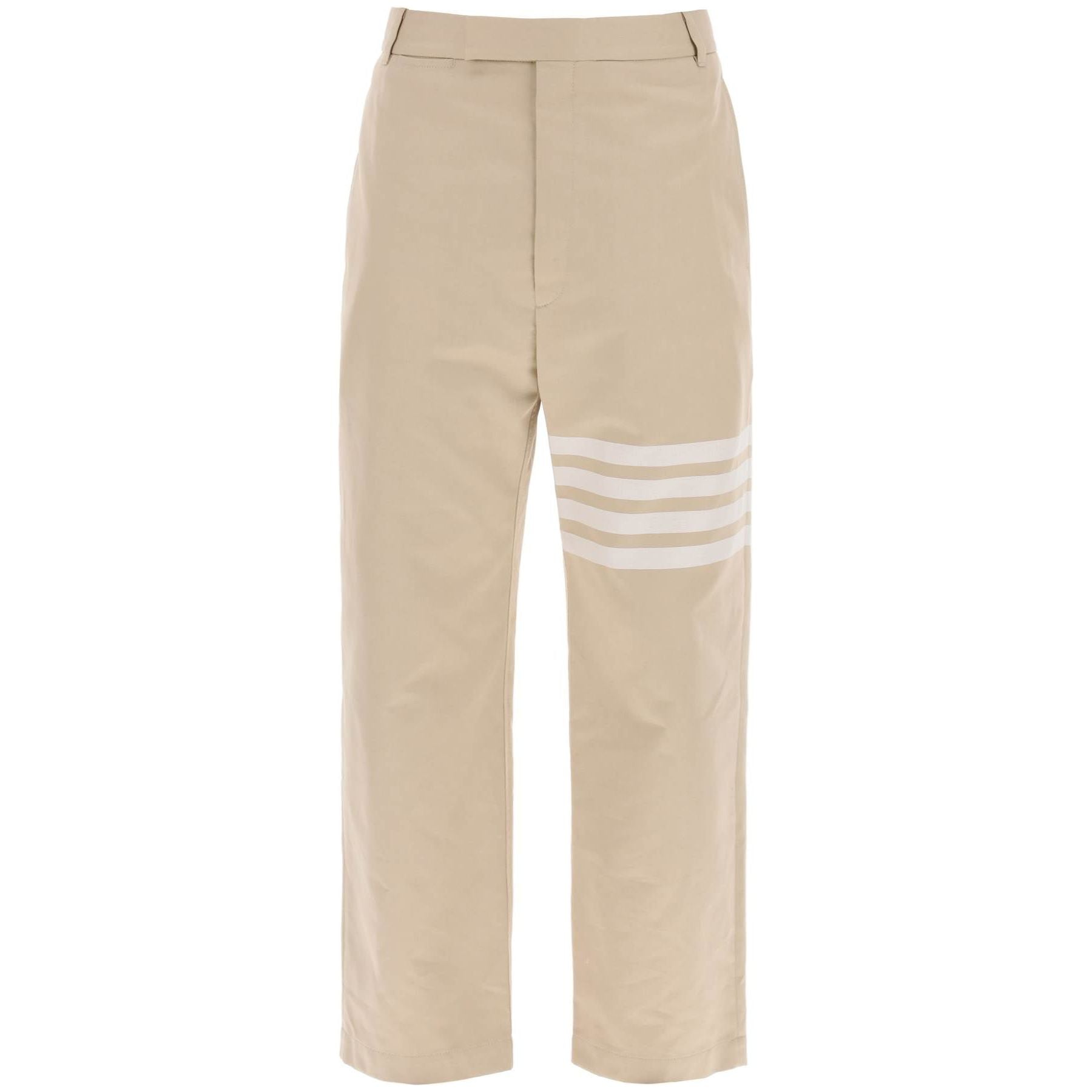 4-Bar Cotton Twill Cropped Pants