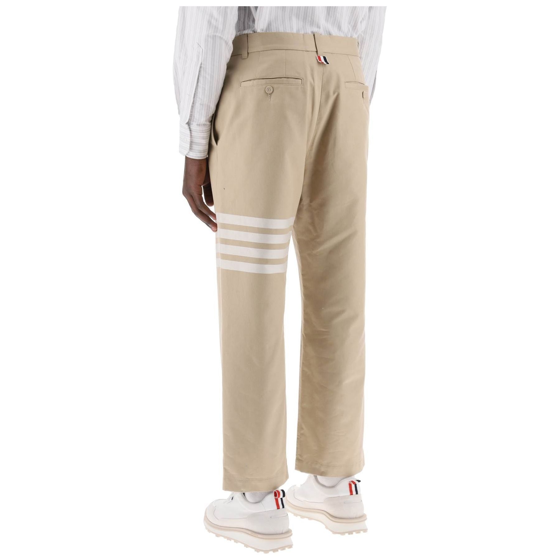 4-Bar Cotton Twill Cropped Pants