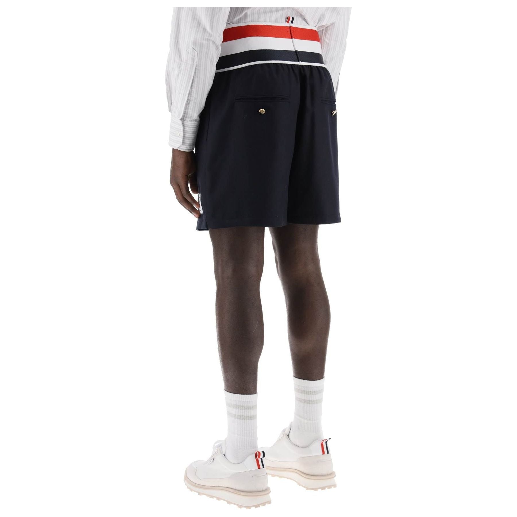 Wool Twill Elastic Waistband Shorts