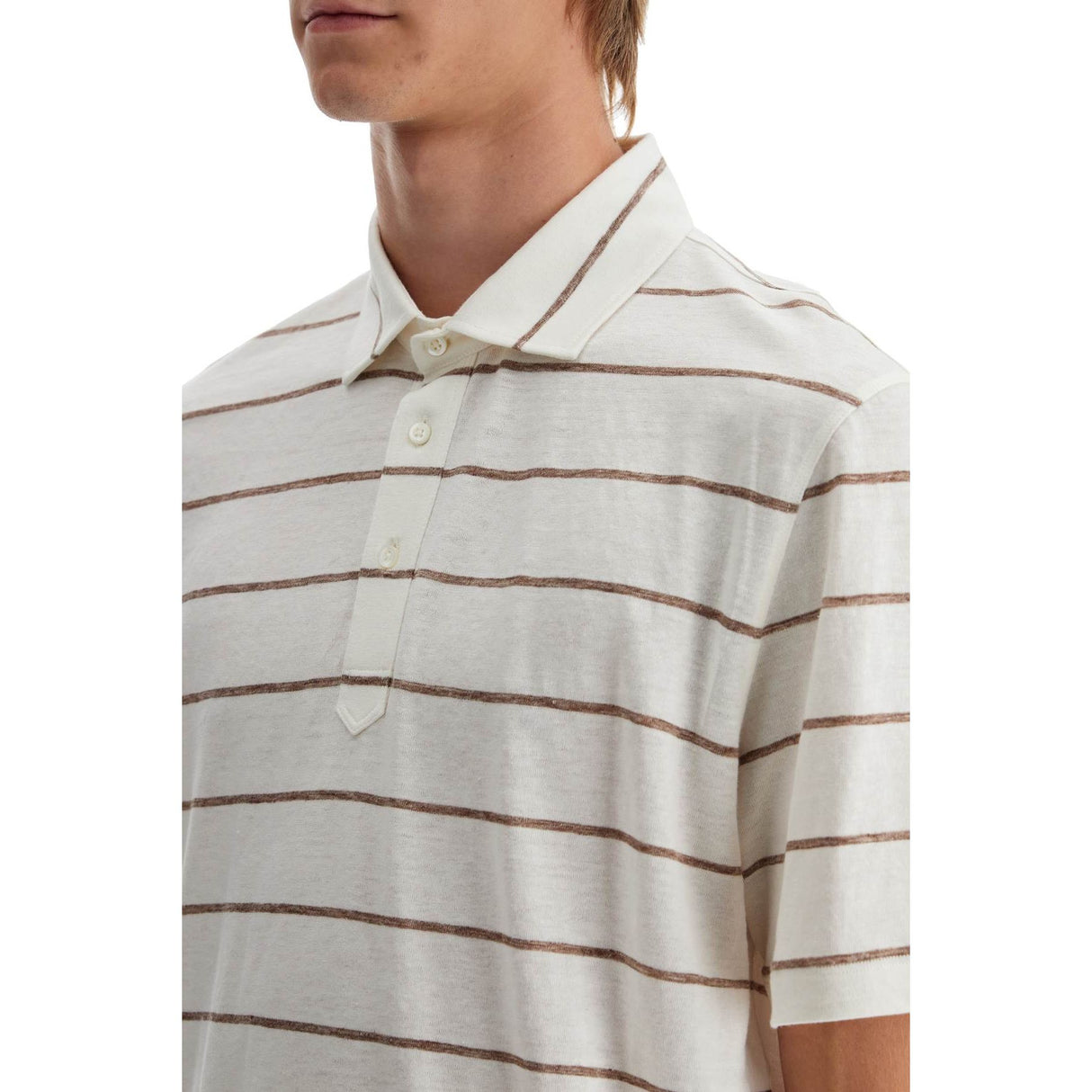 Striped Linen And Cotton Polo Shirt