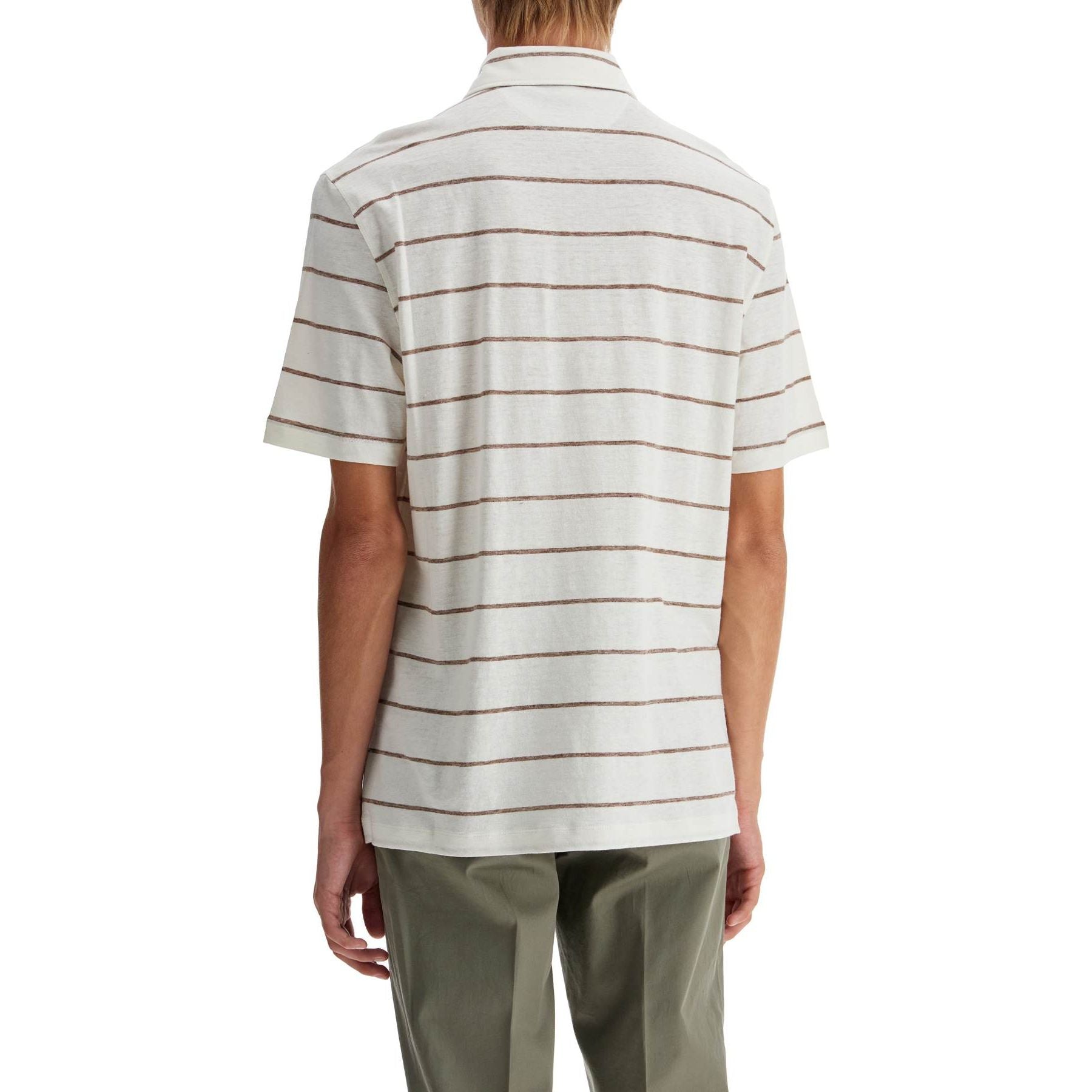 Striped Linen And Cotton Polo Shirt