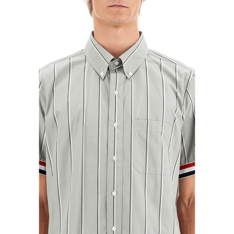 THOM BROWNE-Striped Short Sleeved Shirt -JOHN JULIA.