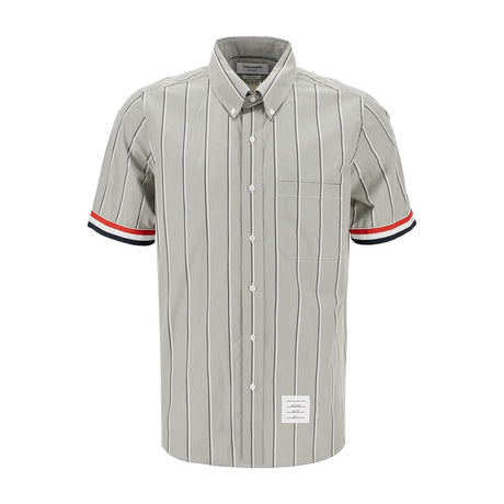 THOM BROWNE-Striped Short Sleeved Shirt -JOHN JULIA.