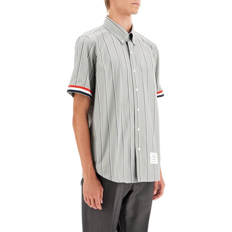 THOM BROWNE-Striped Short Sleeved Shirt -JOHN JULIA.