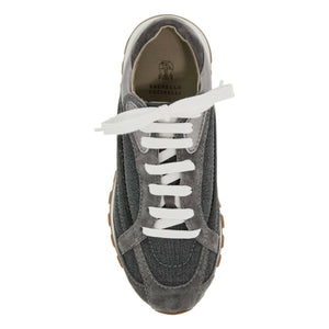 Precious Stripe Wool Canvas Sneakers.