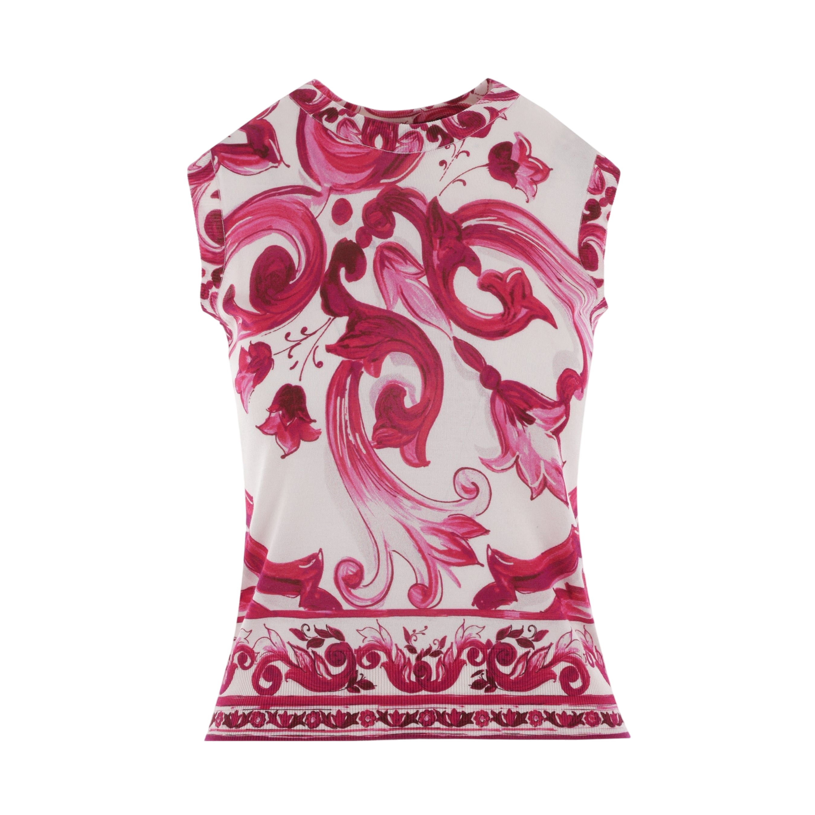 Majolica Silk Sleeveless Sweater-DOLCE & GABBANA-JOHN JULIA