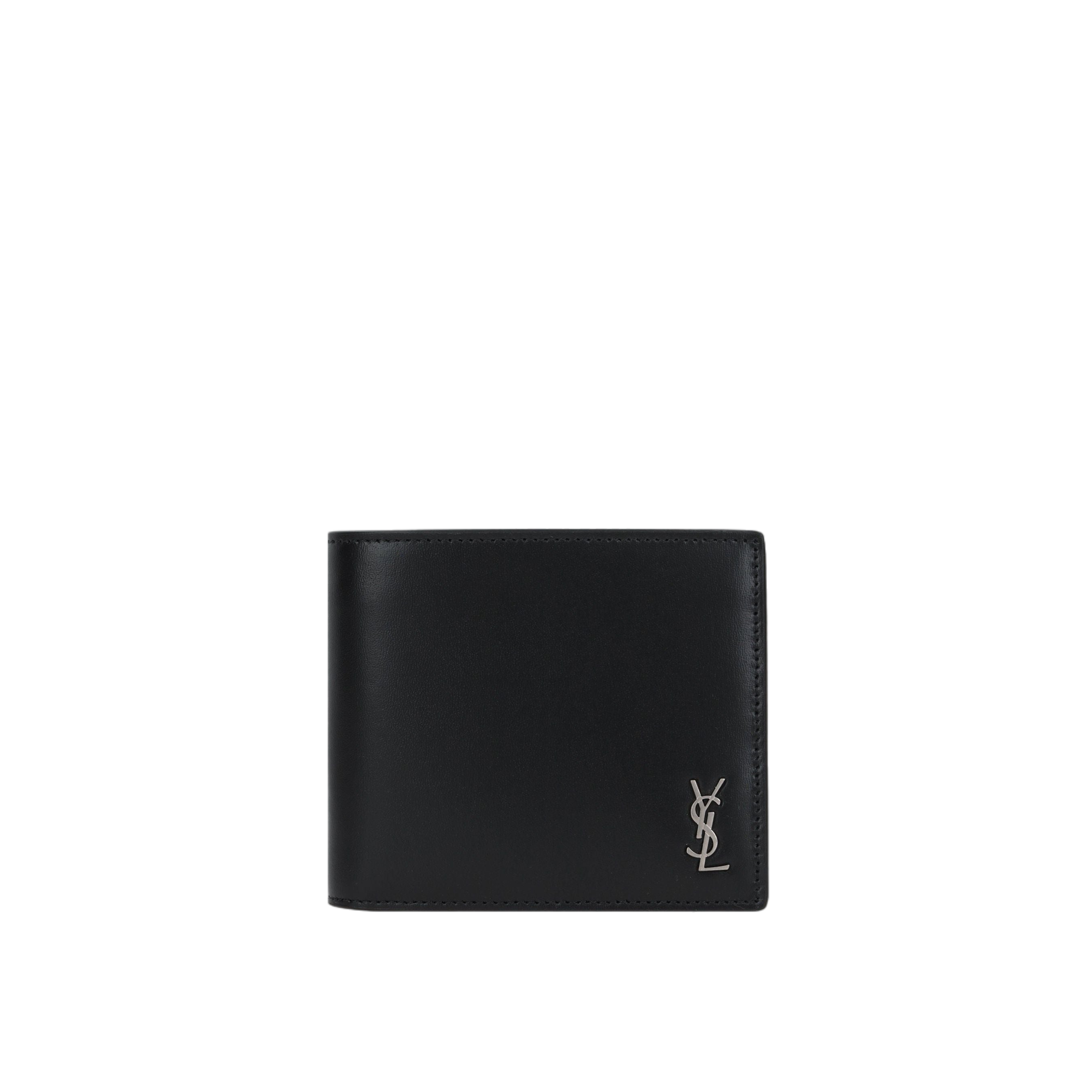 Matt Leather Monogram Bi-Fold Wallet-SAINT LAURENT-JOHN JULIA