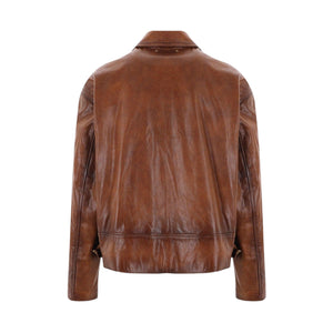 Maurice Vintage Leather Full-zip Jacket-GOLDEN GOOSE-JOHN JULIA